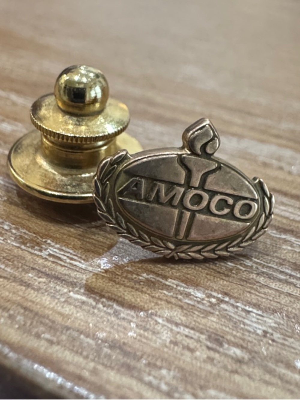AMOCO Vintage Enamel Pin - Gold Tone